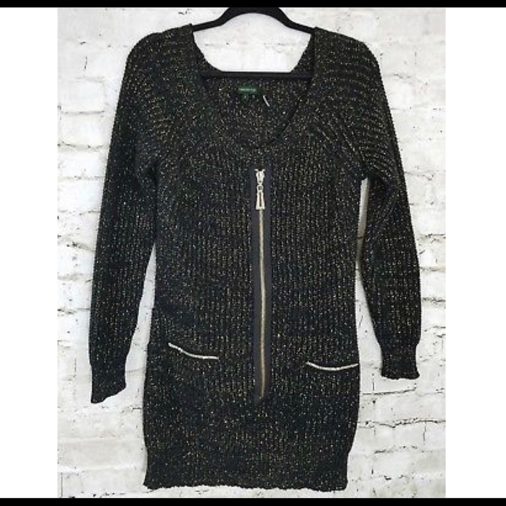 TRICOTTO Women's Sweater Long Black Gold